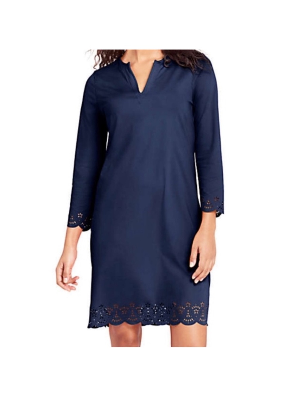 Lands End navy blue knit dress